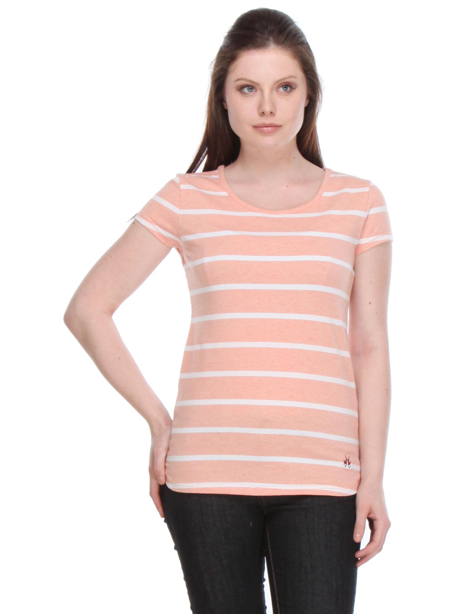 women light peach stripes t-shirt