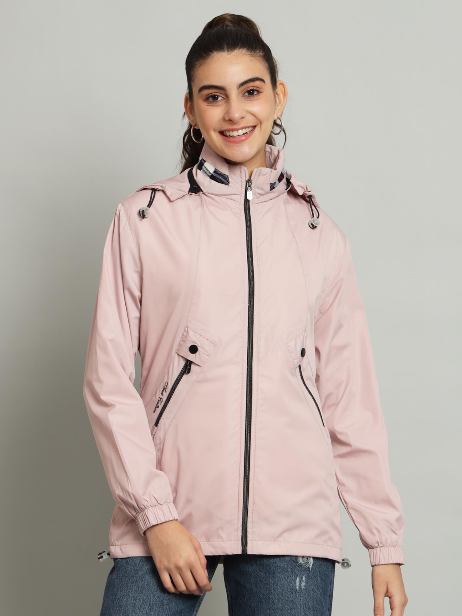 women light pink fleece long sleeves regular jackets