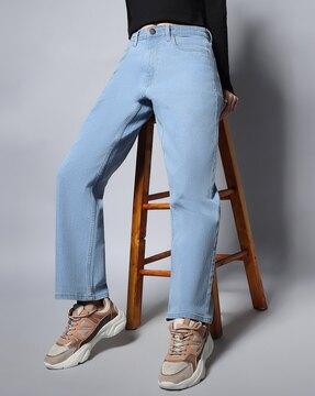 women light-wash dad fit jeans