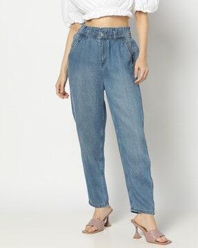 women light-wash relaxed fit jeans