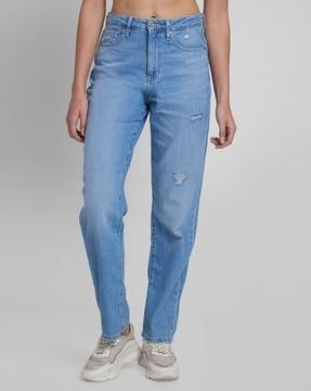 women light-wash straight fit jeans