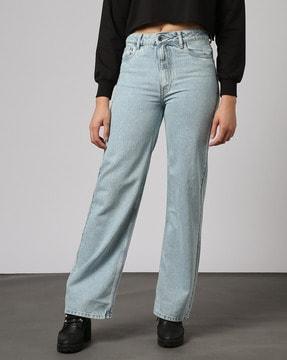 women light-wash wide-leg jeans