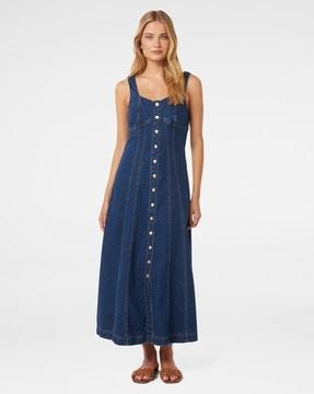 women light washed a-line dress