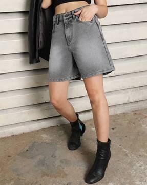 women light washed denim shorts