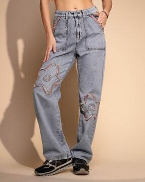 women light washed relaxed jeans