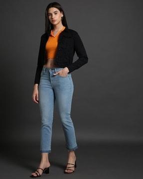 women lightly washed 724 straight fit jeans