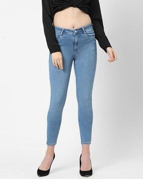 women lightly washed ankle-length skinny jeans