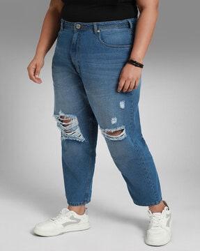 women lightly washed high-rise boyfriend fit jeans