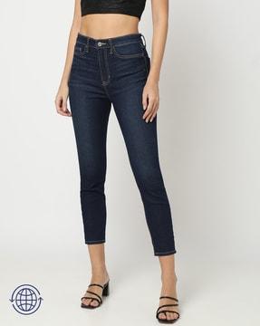 women lightly washed high-rise skinny fit jeans