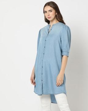 women lightly washed relaxed fit tunic