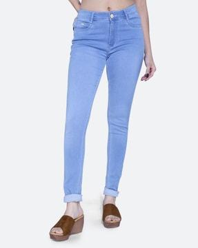 women lightly washed skinny fit jeans