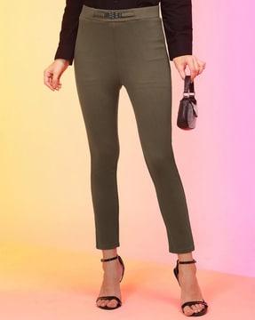 women lightly washed skinny fit jeggings