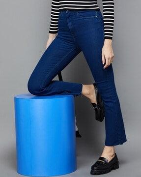 women lightly washed straight jeggings