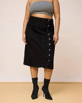 women lightly washed straight skirt