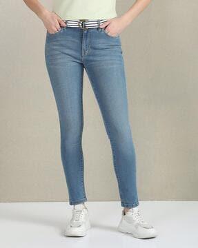 women lightly washed super skinny fit jeans