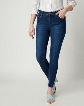 women lightly washed super skinny fit jeans