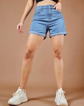 women lightweight  denim shorts with insert pockets