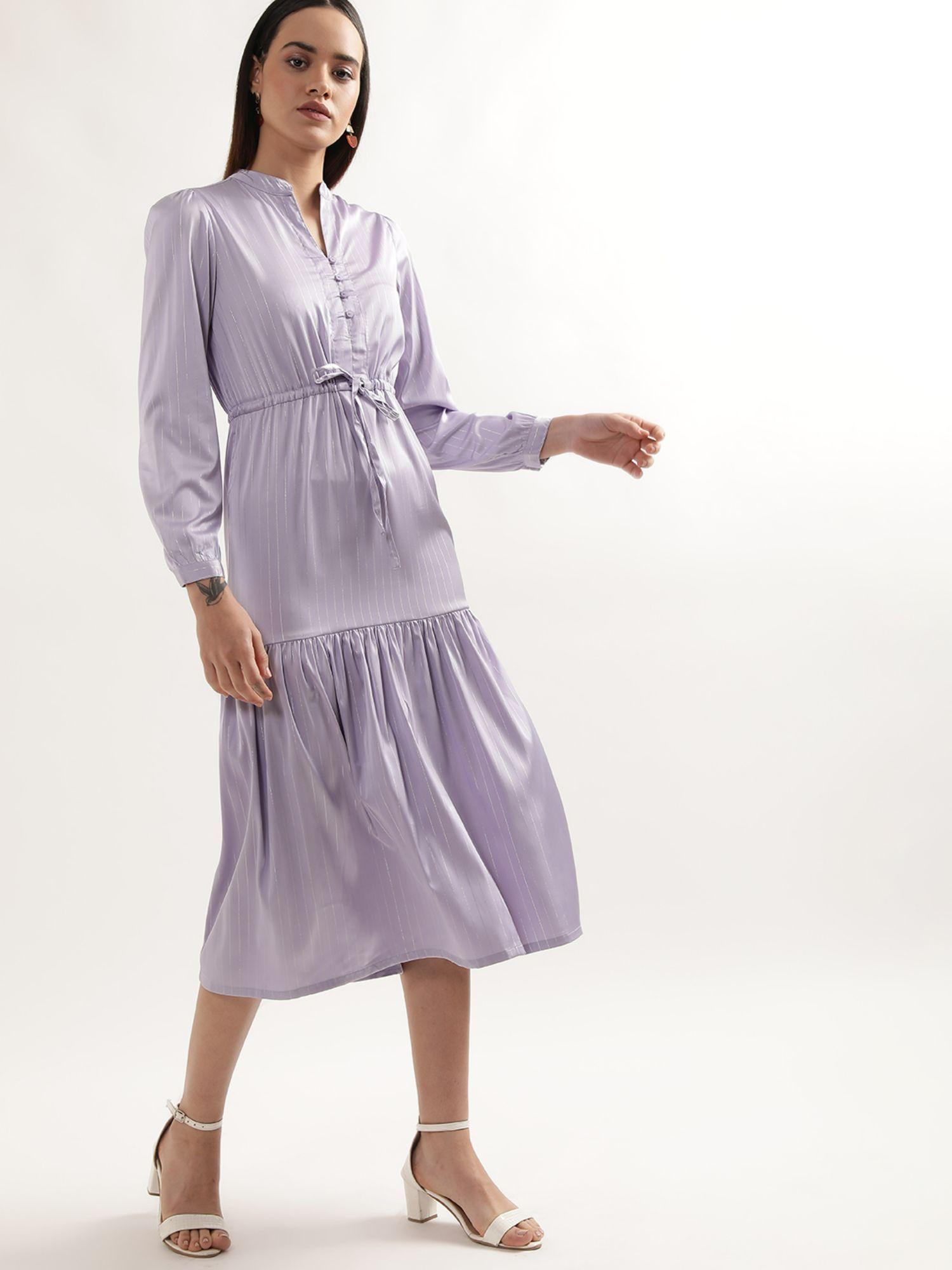 women lilac solid dress