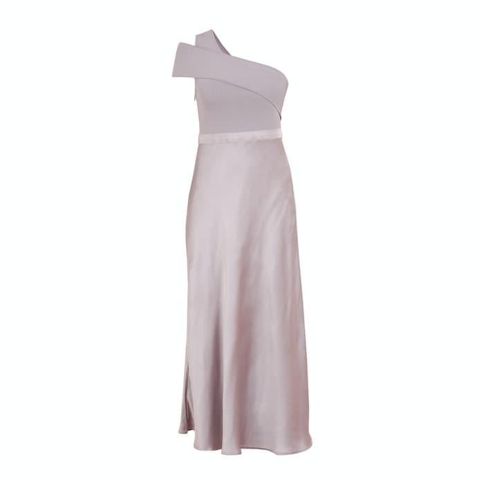 women lilac solid knit-bodice maxi dress