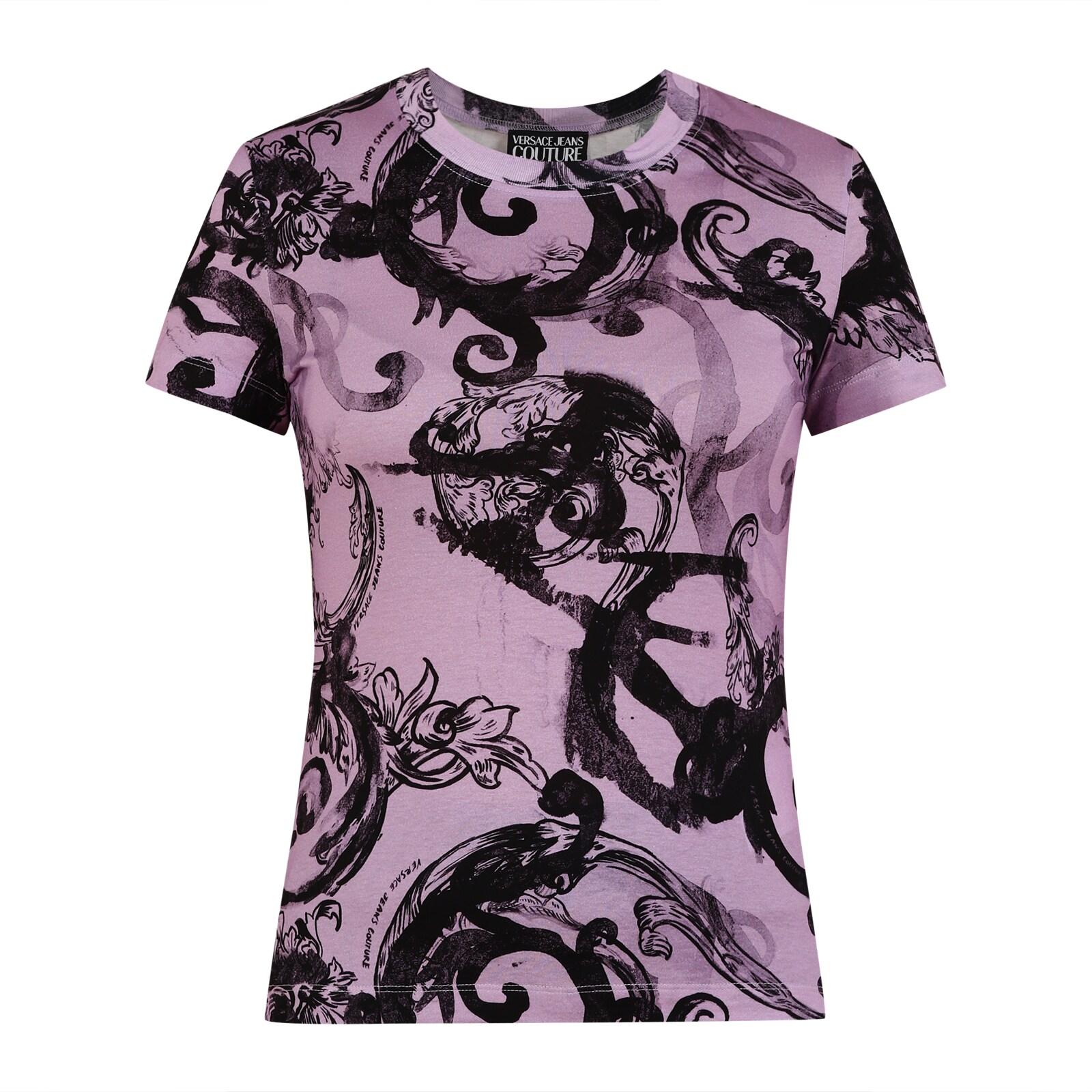 women lilac watercolour baroque print t-shirt