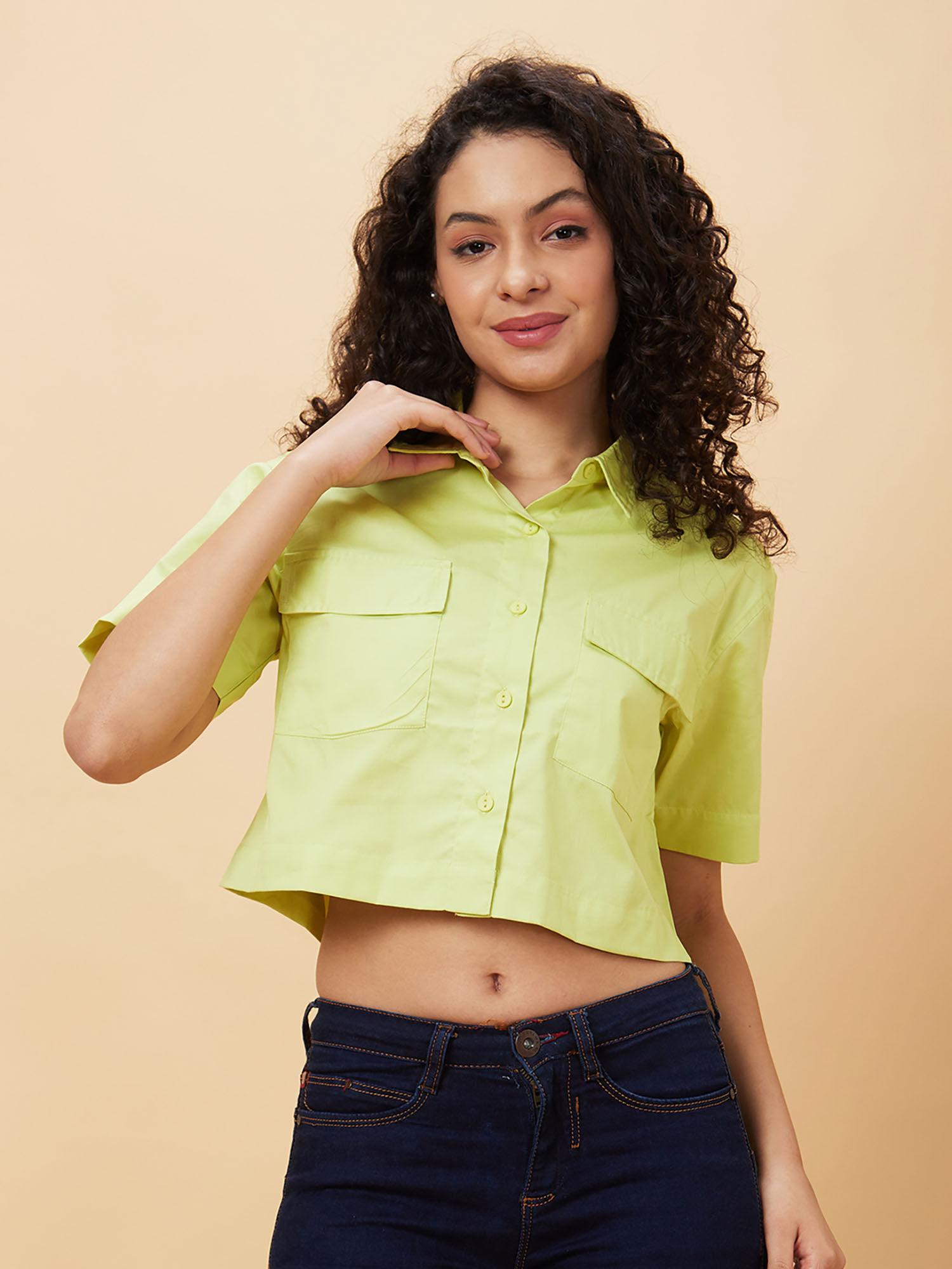 women lime solid casual shirt