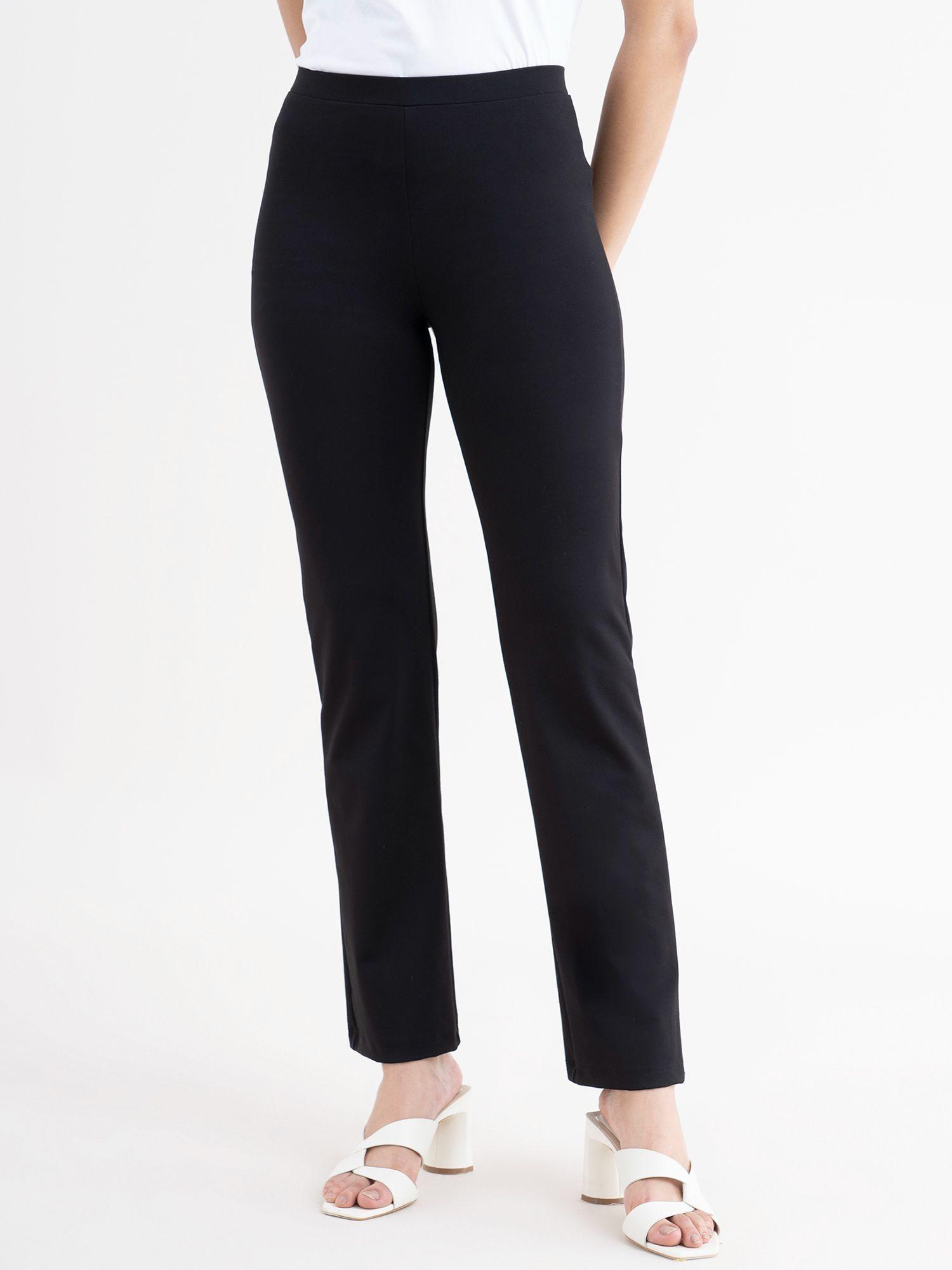 women livin air straight fit high-rise trousers - black