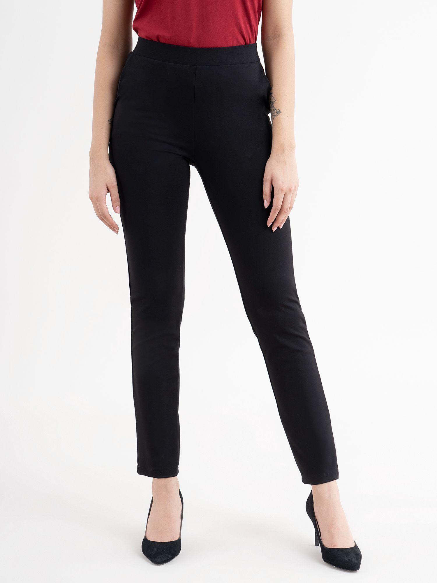 women livin air straight fit high-rise trousers - black