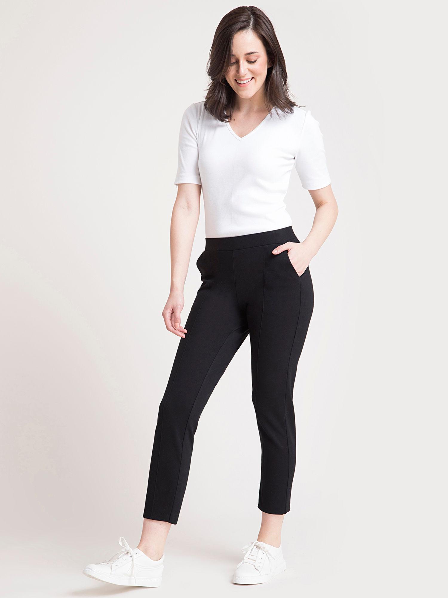 women livin straight fit cropped pants - black