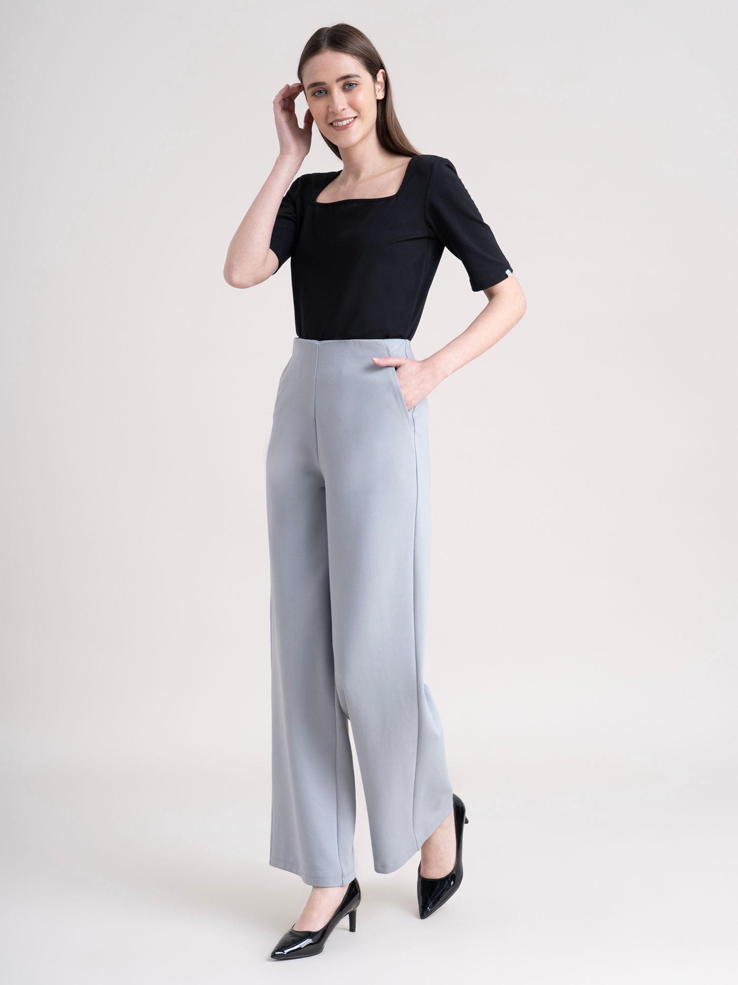 women livin wide leg formal trousers - grey