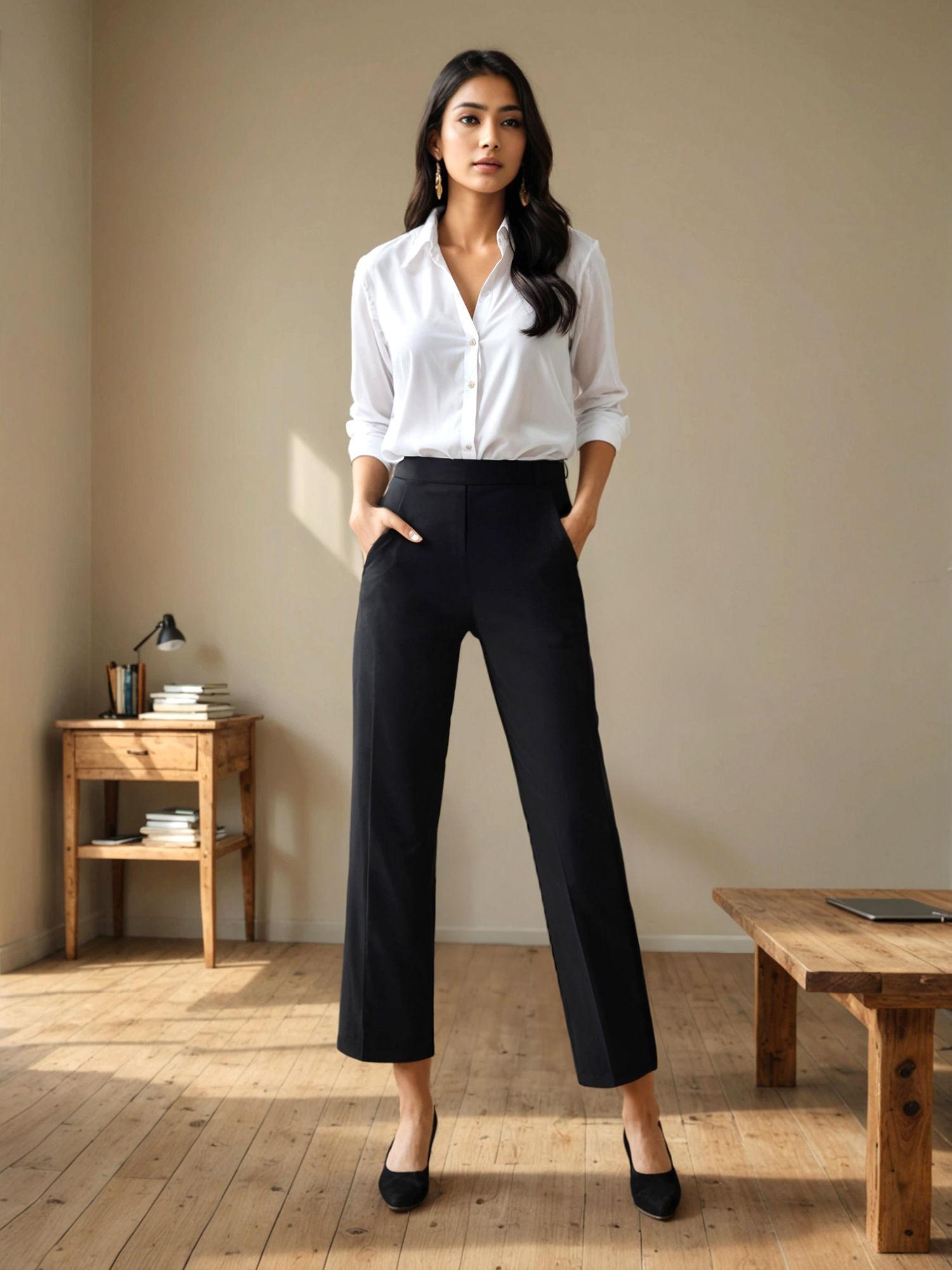 women livin wide leg pant - black