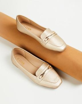 women loafers with metal accent