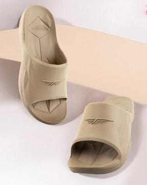 women logo embossed slip-on slides