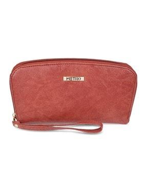 women logo embossed wristlet