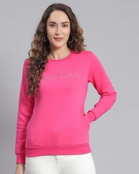 women logo embroidered regular fit sweatshirt