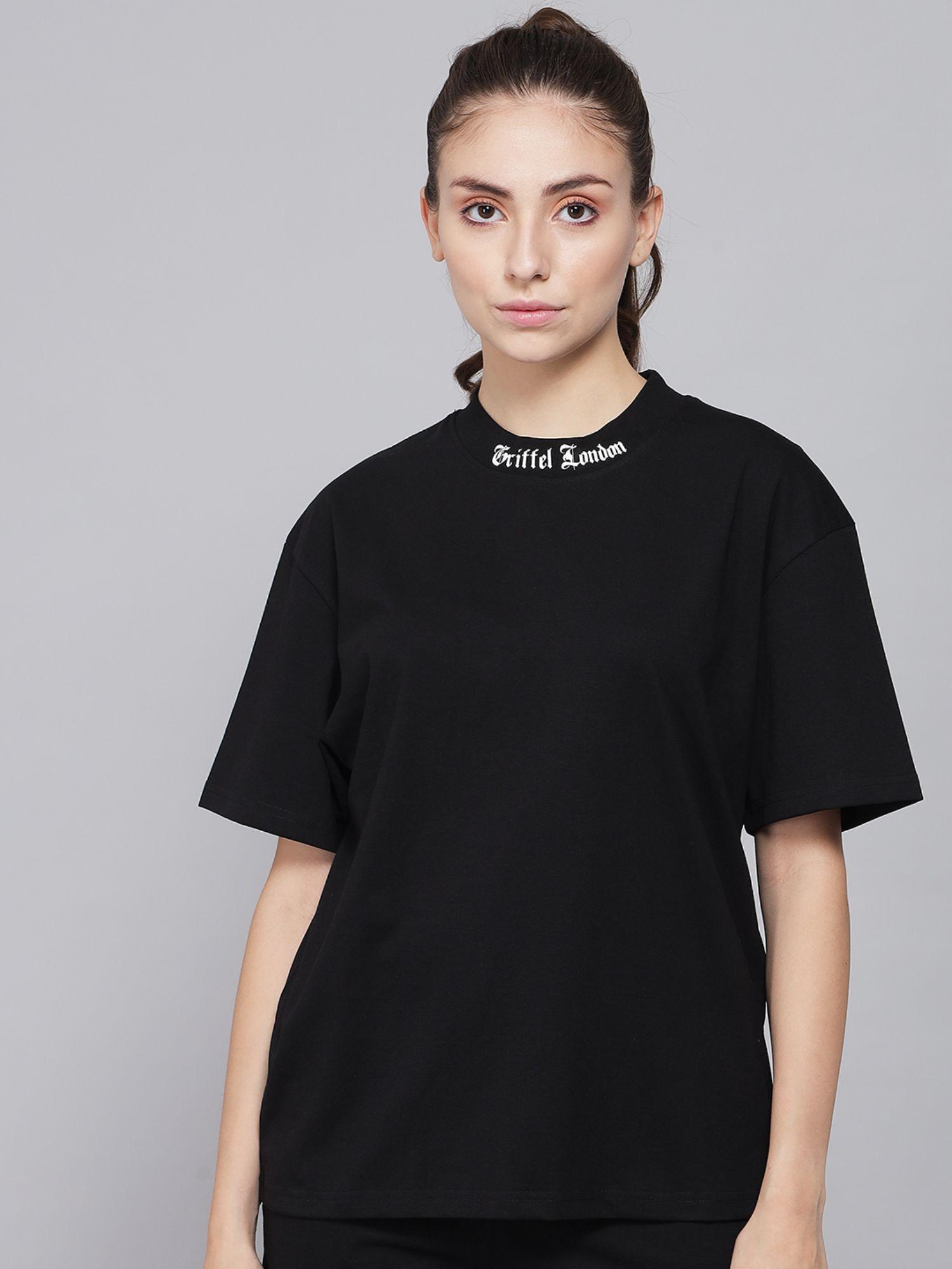 women logo oversized black t-shirt