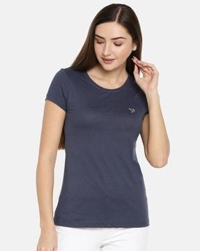 women logo pattern slim fit t-shirt