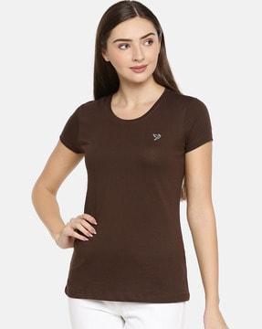 women logo pattern slim fit t-shirt