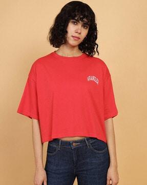 women logo print crew-neck regular fit t-shirt