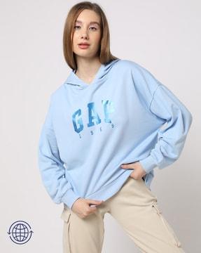 women logo print hooded pullover
