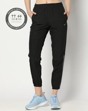 women logo print panelled straight fit joggers
