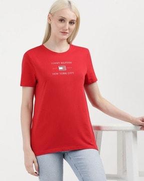 women logo print regular fit crew-neck t-shirt