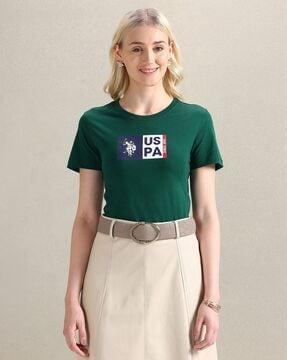 women logo print regular fit round-neck t-shirt