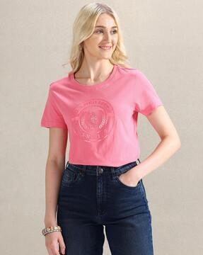 women logo print regular fit round-neck t-shirt