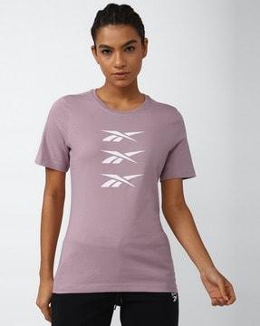 women logo print round-neck slim fit t-shirt