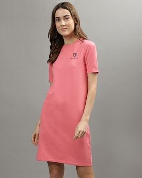 women logo print shirt dress