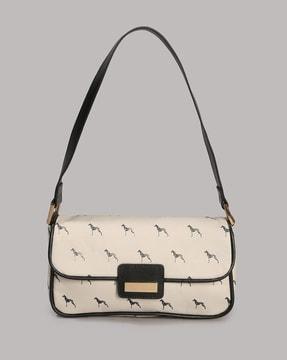 women logo print shoulder bag