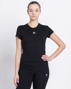 women logo print slim fit crew-neck t-shirt