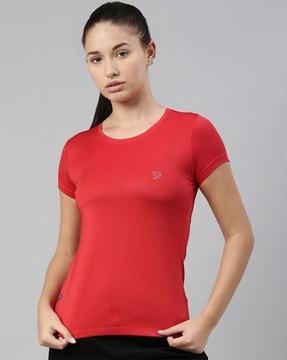 women logo print slim fit round-neck t-shirt