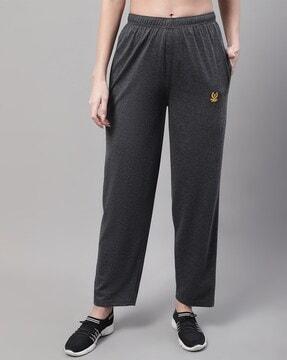 women logo print straight track pants