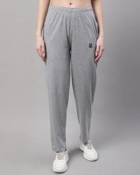 women logo print straight track pants